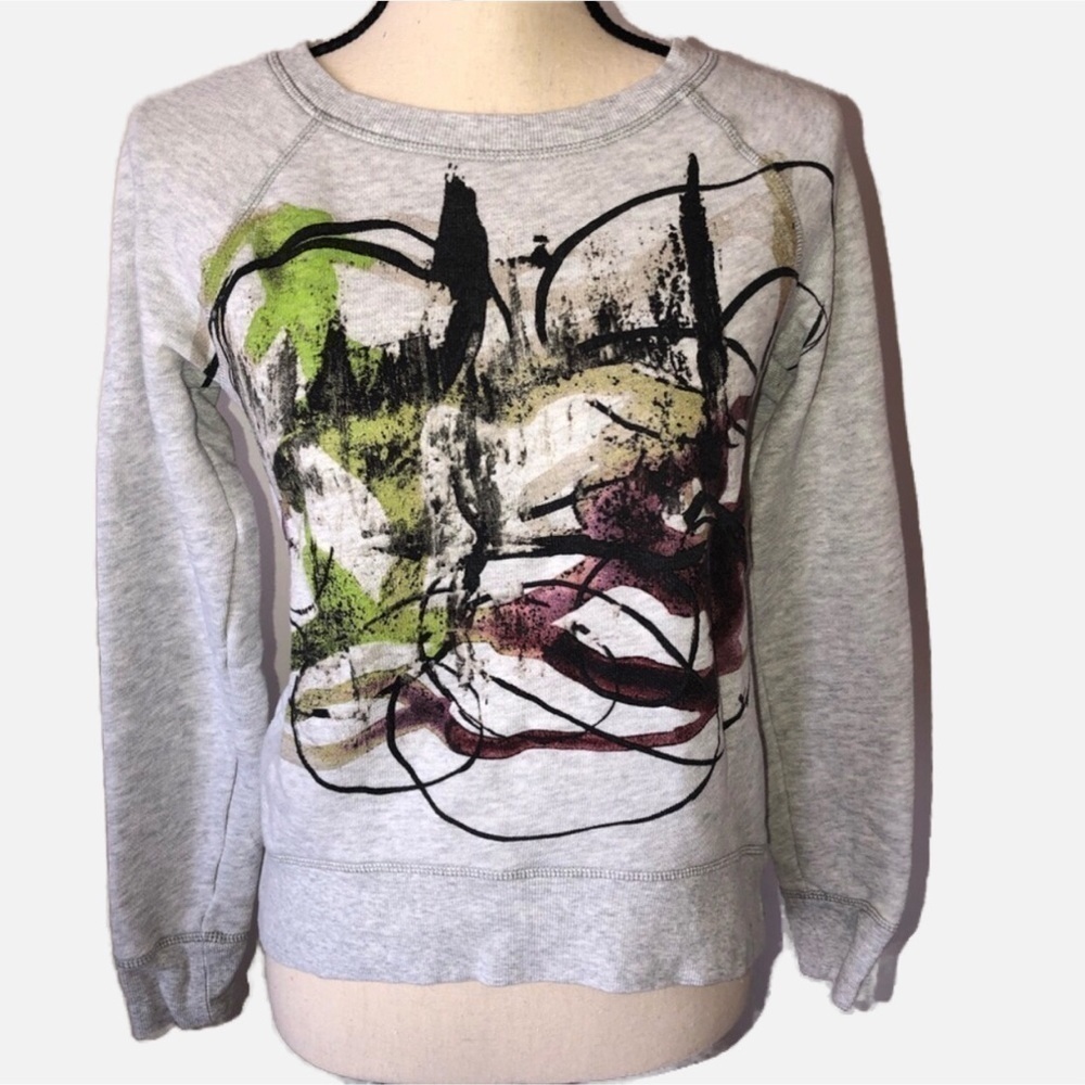 Proenza Schouler Neiman Marcus Sweatshirt Jumper Size S Gray Abstract Print Art
